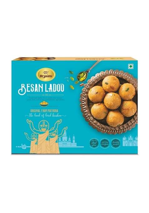 Brijwasi Besan Ladoo | Traditional Indian Sweet Made With Pure Desi Ghee Premium Gram Flour Original From Mathura 400G