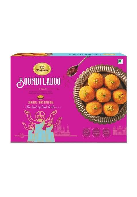 Brijwasi Bondi Ladoo – Mathura'S Famous Sweet Delight | Made With Pure Desi Ghee Rich Soft Texture No Preservatives Fresh Hygienic Full Of Authentic Flavor 400G