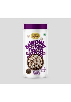 Brijwasi Wow Makhana – Black Pepper Flavored Roasted Fox Nuts | Healthy Crunchy Snack High Protein Gluten Free Vegan 90G