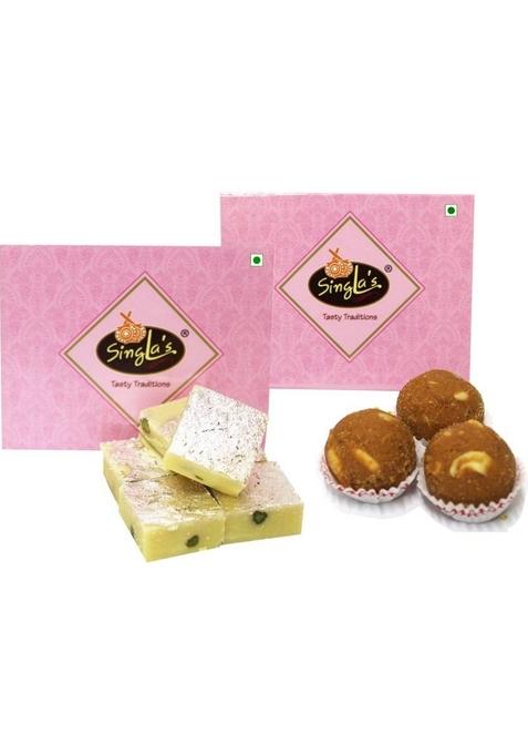 Singla'S Pista Khoya Burfi 200G Besan Df Laddu Box&nbsp;&nbsp; 2 X 200 G