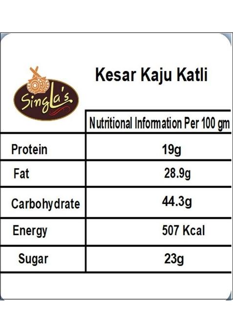 Singla Sweets Kesar Kaju Katli 400G Very Delicious Box 400 G