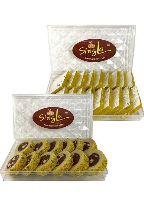 Singla Sweets Kesar Kaju Barfi Katli 175G Casata Sweet Combo Pack Of 2 175 330Gram Box&nbsp;&nbsp; X G