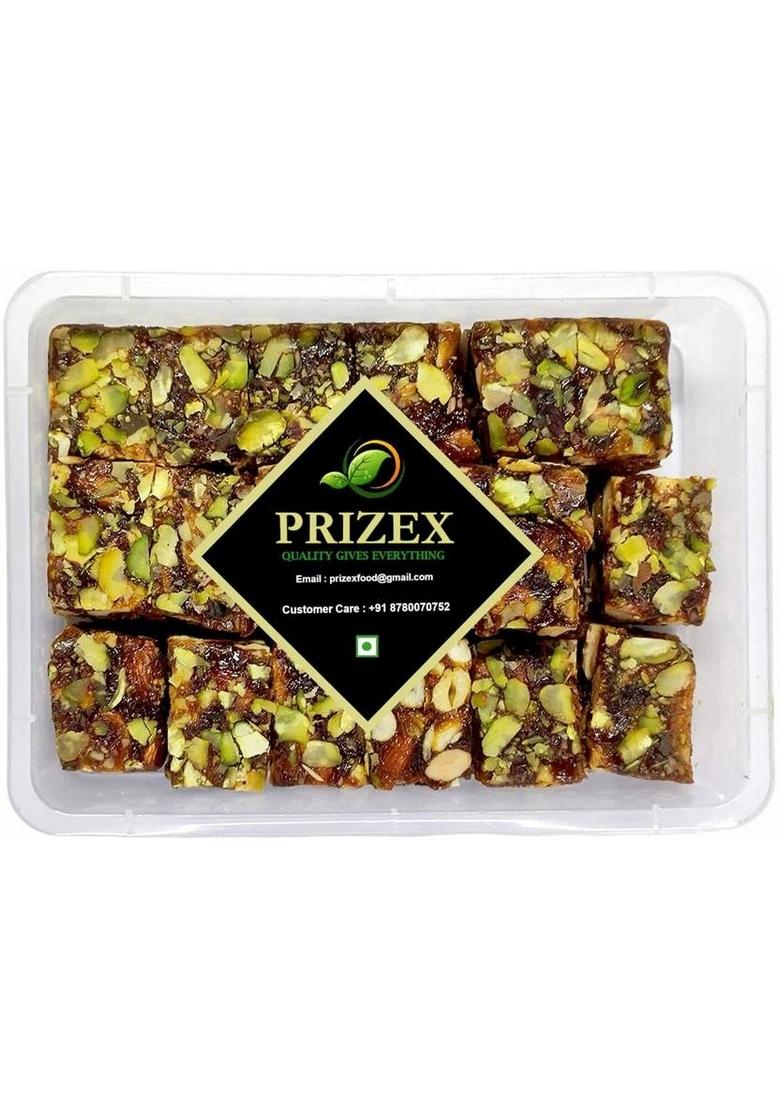 Prizex Dry Fruits Dates Barfi | Khajur Dryfruit Chikki Sugar Free Khajoor 150Gm Box 150 G