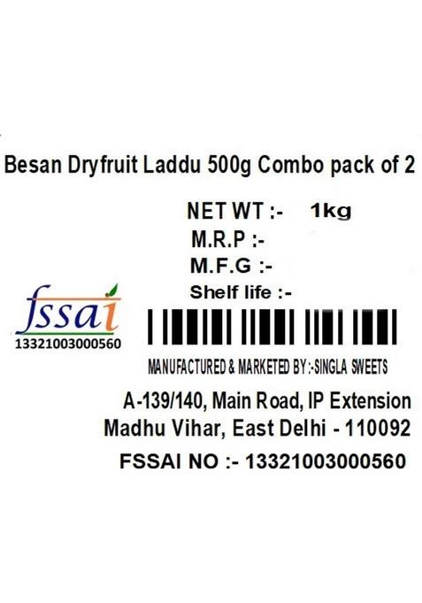 Singla'S Besan Dry Fruit Laddu 1Kg Box 1 Kg