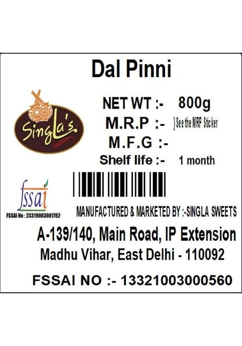 Singla Sweets Dal Pinni Barfi 800G Box 800 G