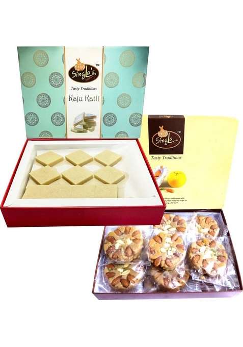 Singla Sweets Kaju Katli 400G Without Silver Coating Soan Halwa Combo Pack Of 2 Box&nbsp;&nbsp; X 400 G