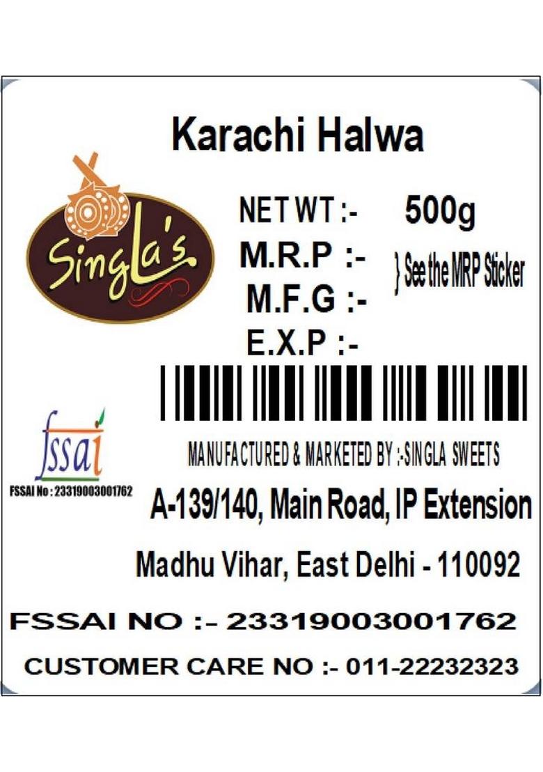 Singla'S Karachi Burfi Halwa 500G Box 500 G