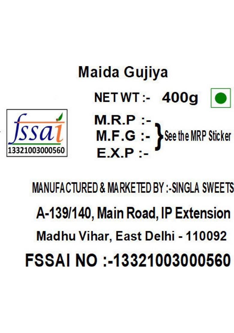 Singla'S Maida Gujia 400G Indian Sweets Gujiya Box 400 G