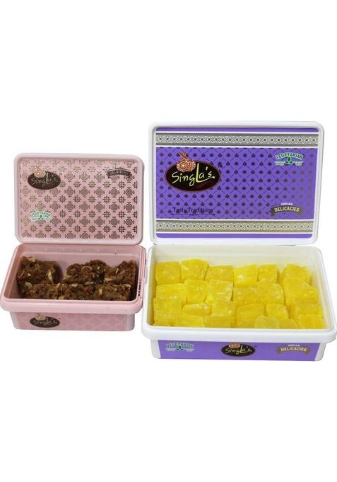 Singla Sweets Dodha 200G Kesar Petha 500G Burfi Box&nbsp;&nbsp; 2 X 350 G