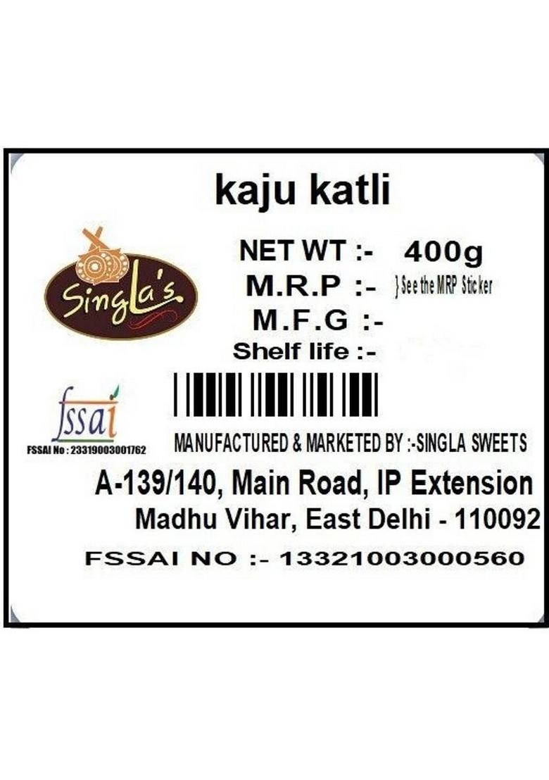 Singla'S Kaju Katli 400G Combo Pack Of 3 Box 2 X 200 G