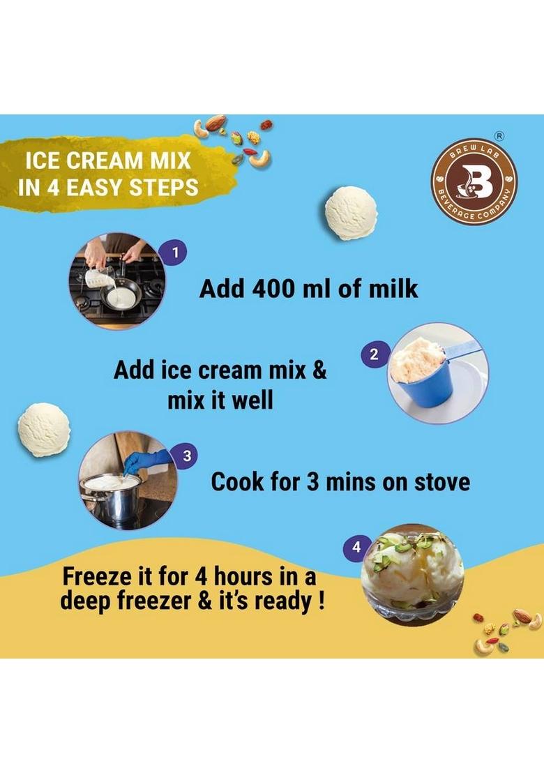 Brew Lab Instant Mawa Malai Freeze Ice Cream Mix Powder | Easy To Make |Ready Eat 250 G