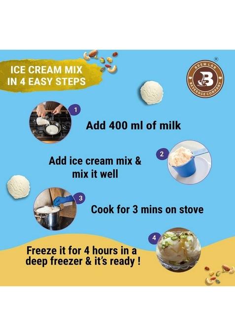 Brew Lab Instant Mawa Malai Freeze Ice Cream Mix Powder | Easy To Make |Ready Eat 250 G