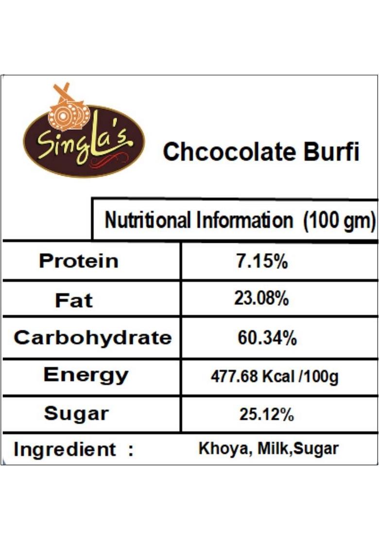Singla'S Chocolate Barfi 500G Pack Of 2 Box X 200 G