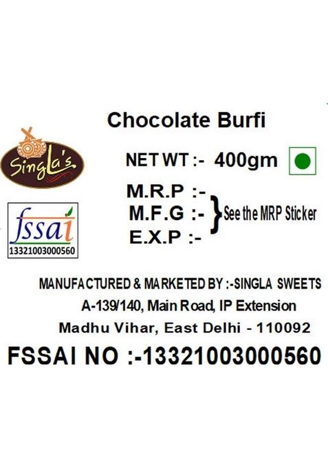 Singla'S Chocolate Barfi 500G Pack Of 2 Box X 200 G
