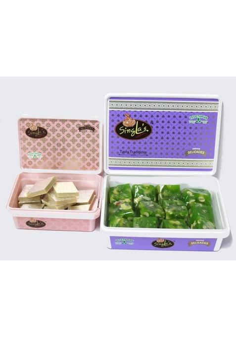 Singla Sweets Kaju Katli 200G Karachi Halwa 400G Combo Box&nbsp;&nbsp; 2 X 300 G