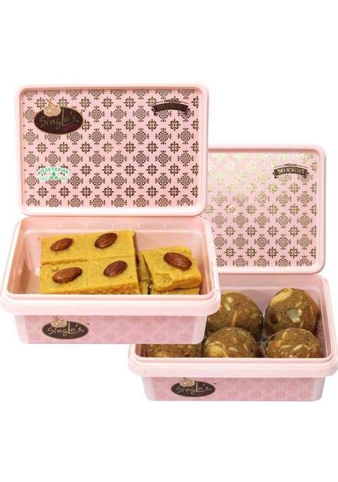 Singla Sweets Patisa Burfi 200G And Atta Laddu Combo Pack Of 2 Box&nbsp;&nbsp; X 200 G