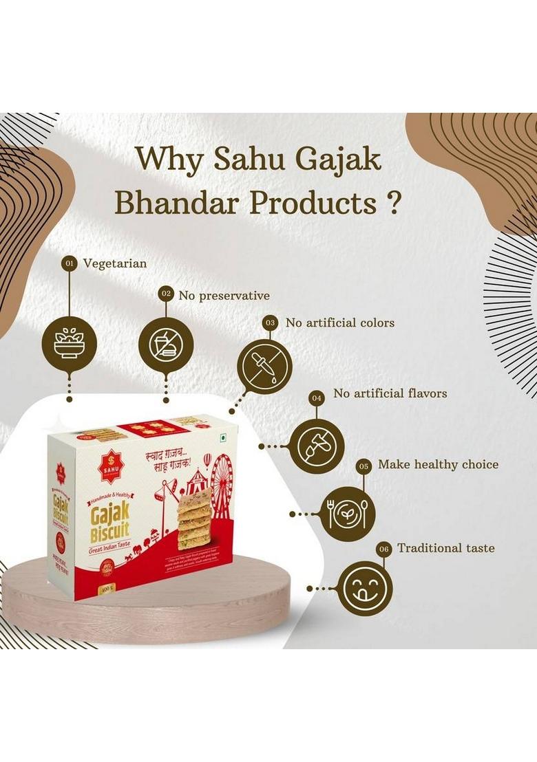 Sahu Gajak Bhandar Khasta Gazak 400G Gud Ki Gachak | Til Gajjak Sesame Sweets Box 400 G