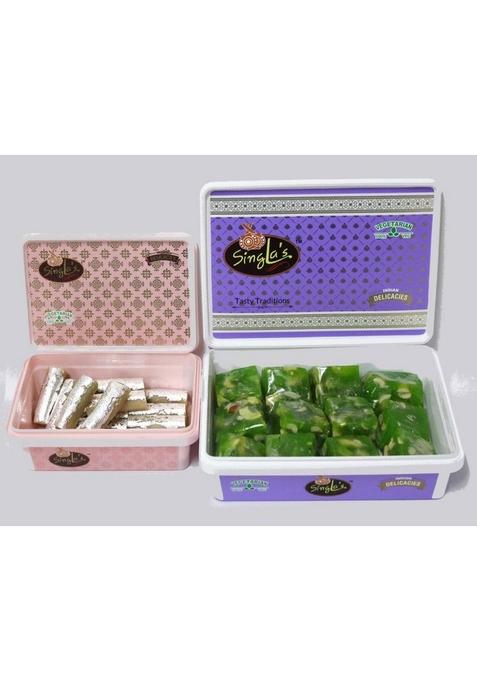 Singla'S Kaju Roll 200G Karachi Halwa 400G Combo Pack Of 2 Box&nbsp;&nbsp; X 300 G