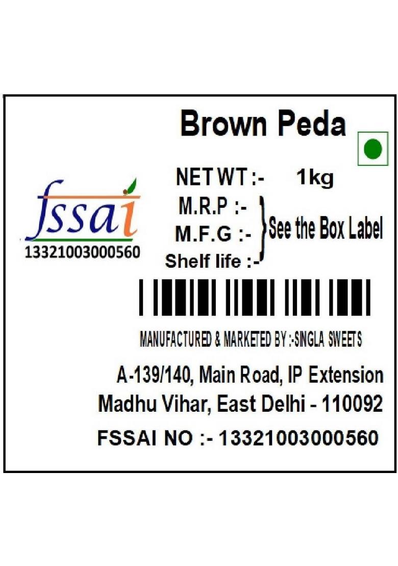 Singla'S Brown Peda Sweets Combo Pack Of 2 500Gms 1Kg Box X 0 5 Kg