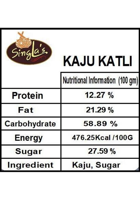 Singla'S Kaju Burfi 400G Indian Sweet Mithai Snacks Box 400 G