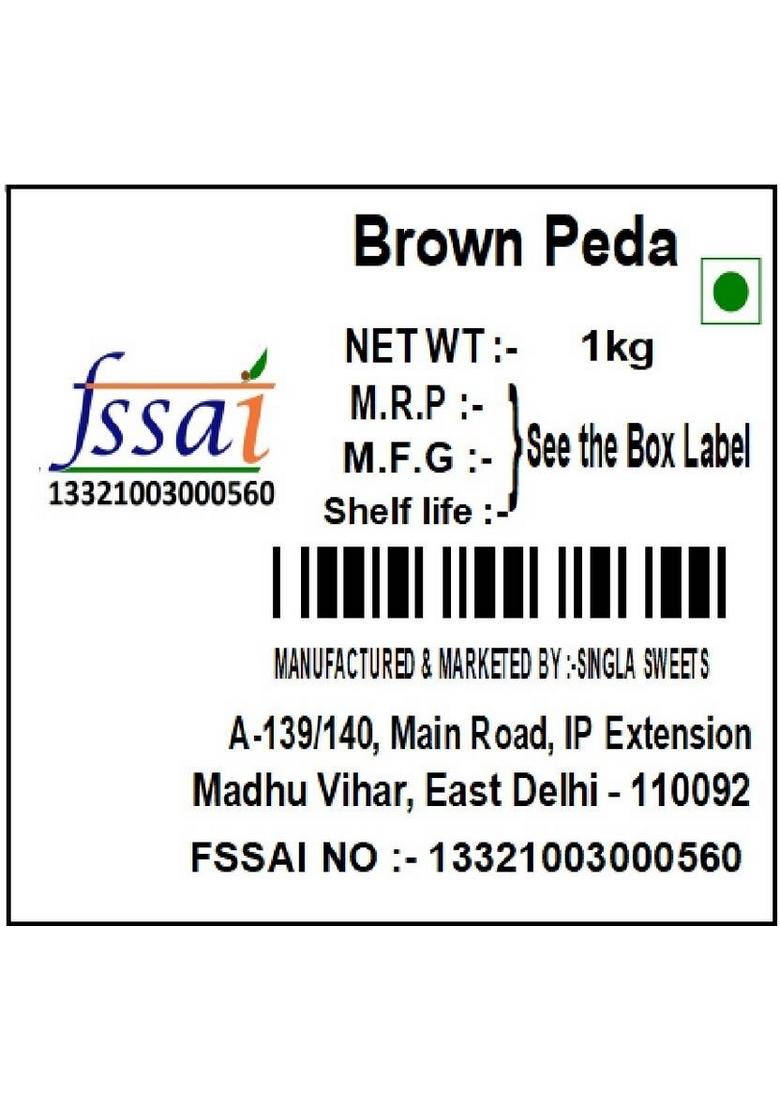 Singla Sweets Brown Peda Combo Pack Of 2 500 1Kg Box X 0 5 Kg