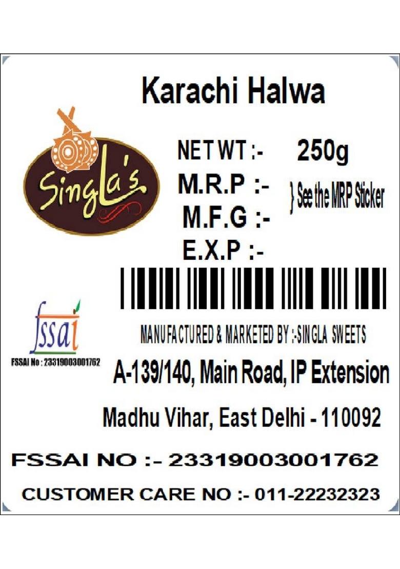 Singla Sweets Karachi Halwa 250G Very Tasty Delicious Box 250 G