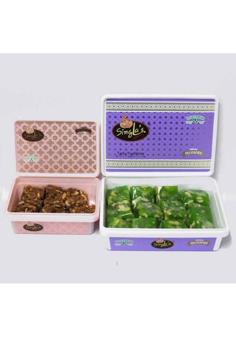 Singla Sweets Dodha Burfi 200G Karachi Halwa 500G Green Box&nbsp;&nbsp; 2 X 350 G