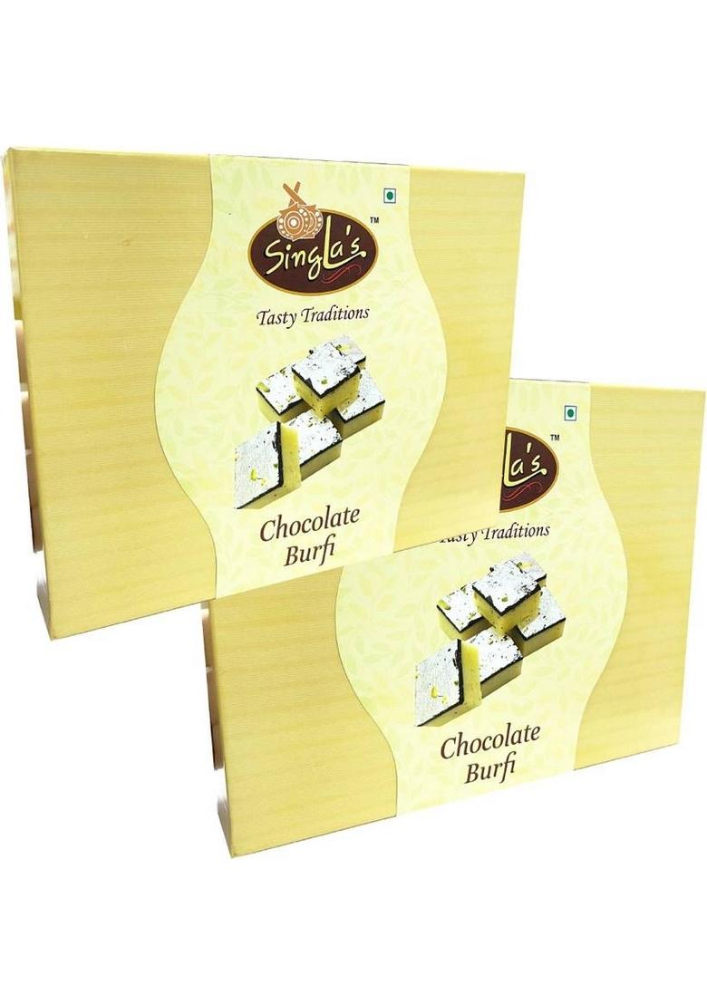 Singla'S Chocolate Barfi 400G Festival Gift Box Combo Pack Of 2 800G Box X 400 G