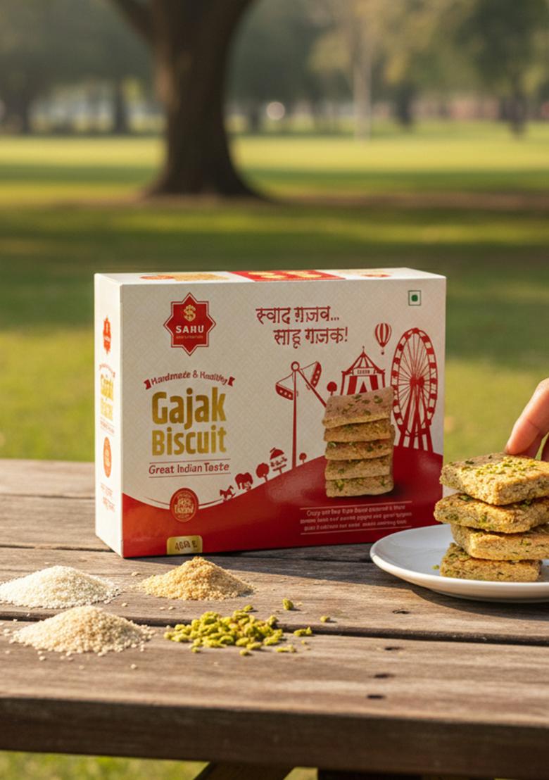 Sahu Gajak Bhandar Pista Gajjak 400G | Gachak Gazak Gazzak Tilkut Chikki Box 10 X 40 G