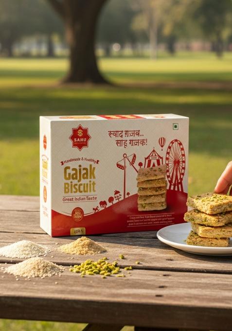 Sahu Gajak Bhandar Pista Gajjak 400G | Gachak Gazak Gazzak Tilkut Chikki Box 10 X 40 G