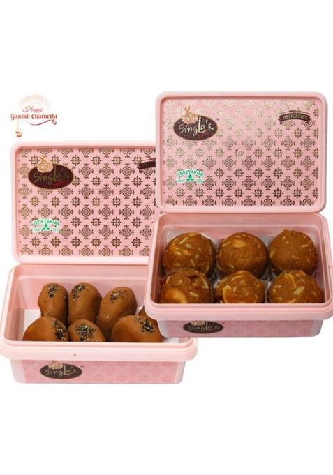Singla Sweets Besan Dryfruit Laddu 200G | Brown Peda Combo Pack Of 2 Box X 200 G