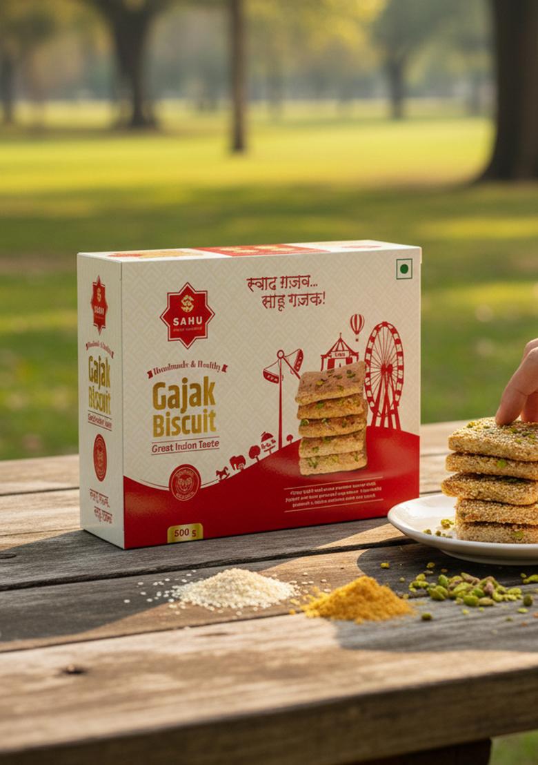 Sahu Gajak Bhandar Crispy Gazak 500G Healthy Indian Traditional Jaggery Chikki Box 500 G