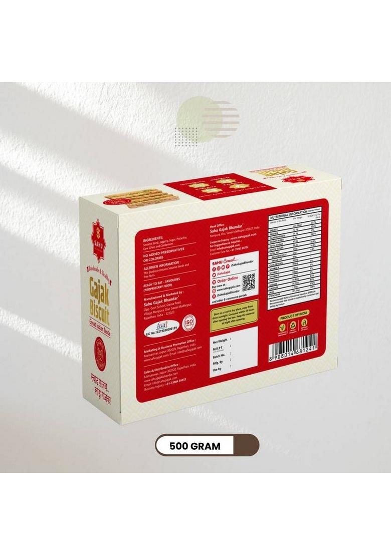 Sahu Gajak Bhandar Crispy Gazak 500G Healthy Indian Traditional Jaggery Chikki Box 500 G