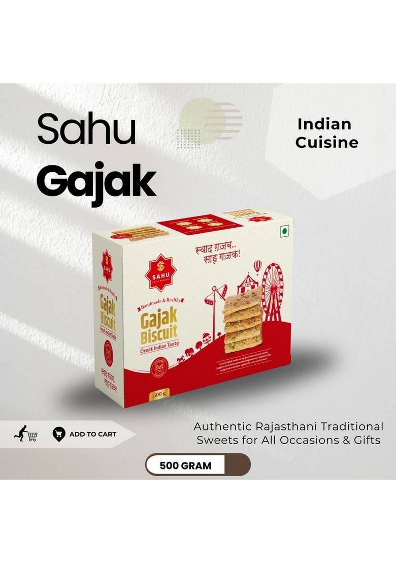 Sahu Gajak Bhandar Crispy Gazak 500G Healthy Indian Traditional Jaggery Chikki Box 500 G