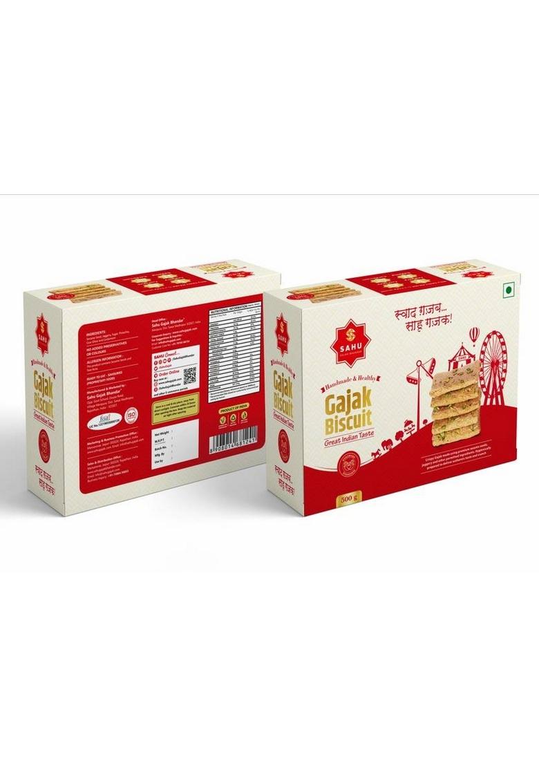 Sahu Gajak Bhandar Crispy Gazak 500G Healthy Indian Traditional Jaggery Chikki Box 500 G