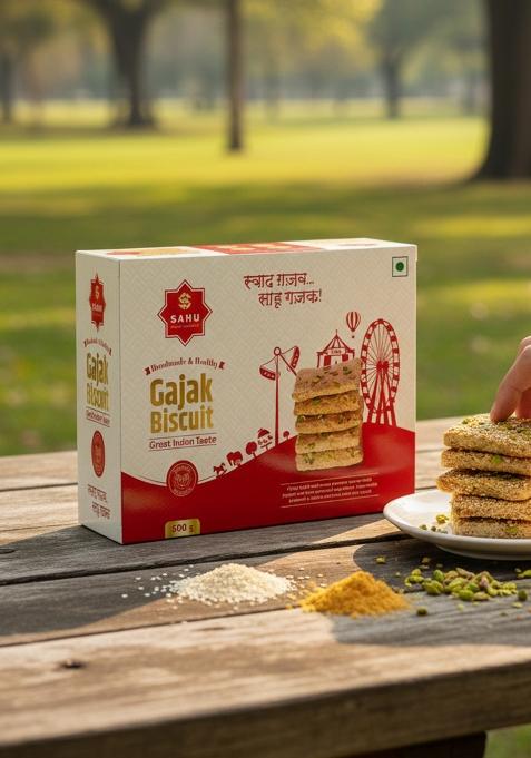 Sahu Gajak Bhandar Crispy Gazak 500G Healthy Indian Traditional Jaggery Chikki Box 500 G