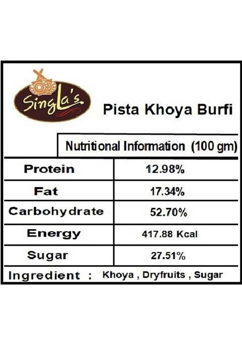 Singla'S Pista Khoya Burfi 400G Indian Mithai Barfi Sweet | Box 400 G