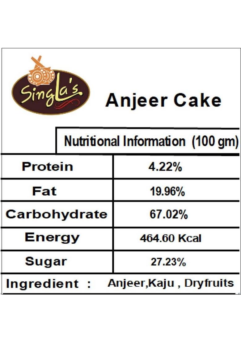 Singla'S Anjeer Cake 400G Indian Mithai Sweets Box 400 G
