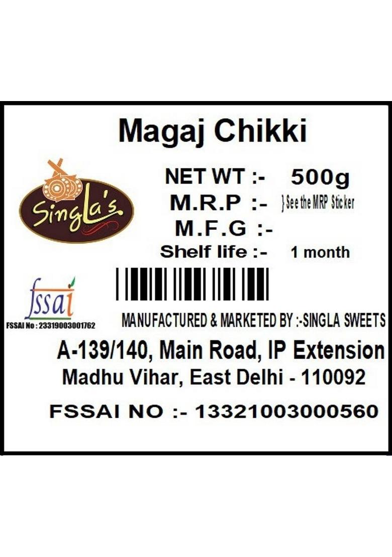 Singla Sweets Magaj Chikki 500G Gajak Plastic Bottle 500 G