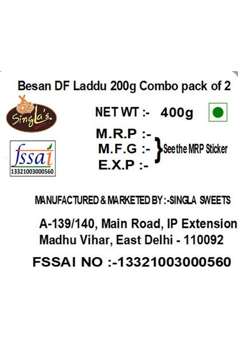 Singla'S Besan Dryfruit Ladu 200G Combo Pack Of 2 Box X 200 G