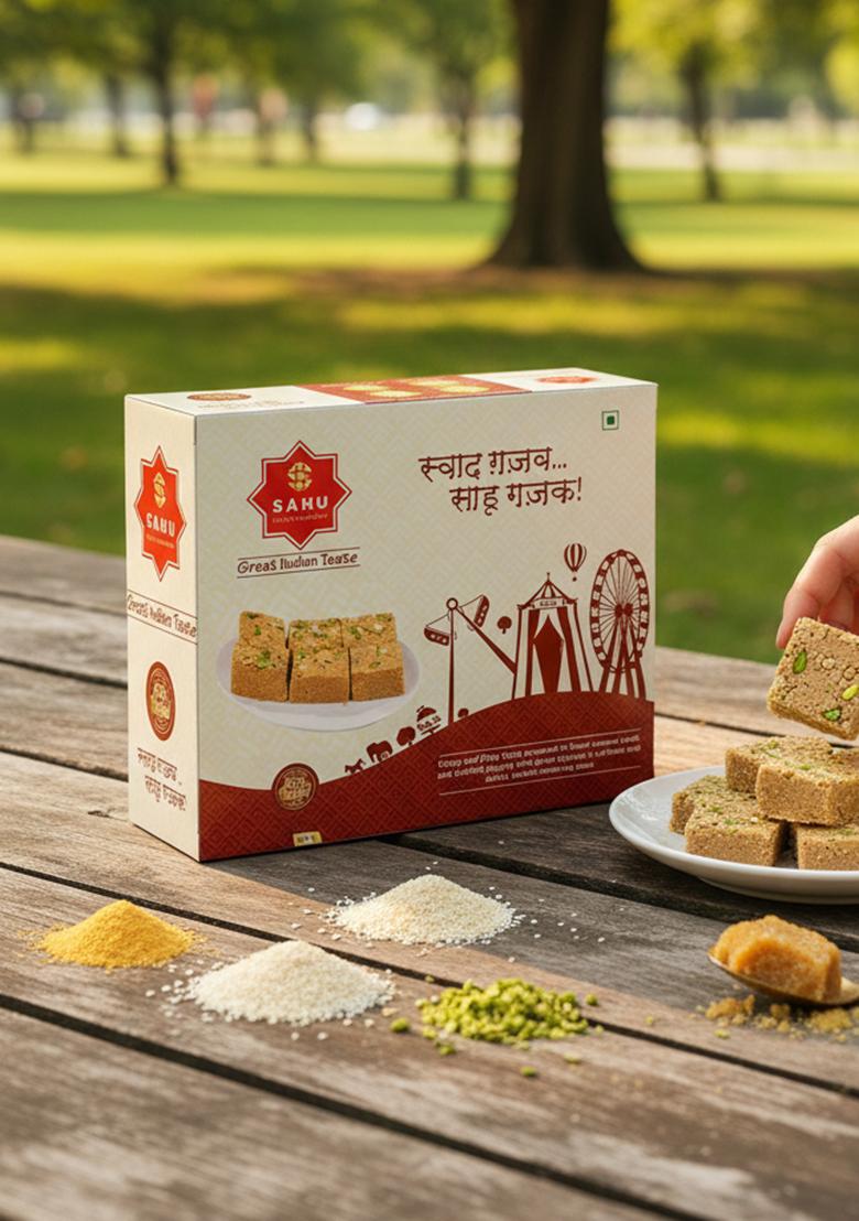 Sahu Gajak Bhandar Til Barfi Traditional Indian Sweets Gajjak 300G | Sesame Mithai| Gazzak Box 300 G