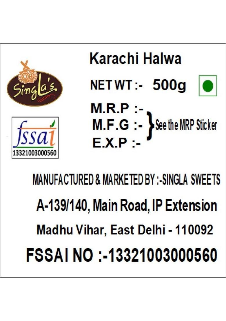 Singla'S Singla Karachi Halwa 500G Box 500 G