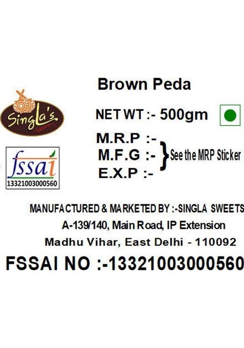 Singla'S Peda Brown 500Gm Indian Sweets Box 500 G