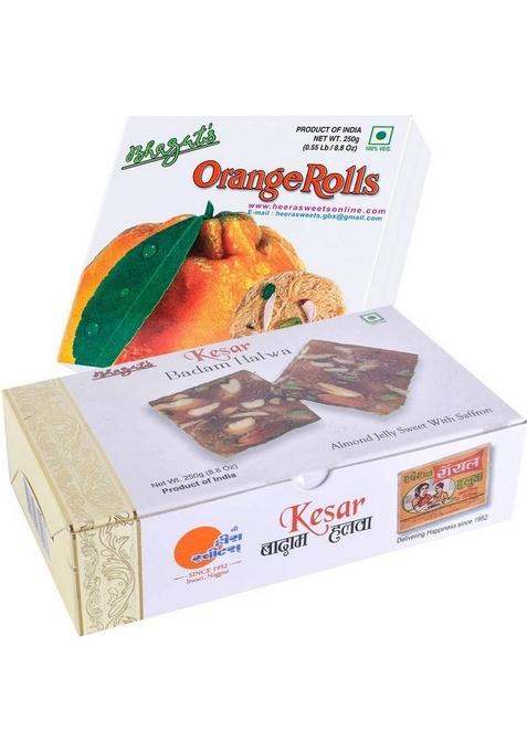 Bhagat'S Heera Sweet Son Roll Kesar Badam Halwa 250Gm Orange Box&nbsp;&nbsp; 2 X 250 G