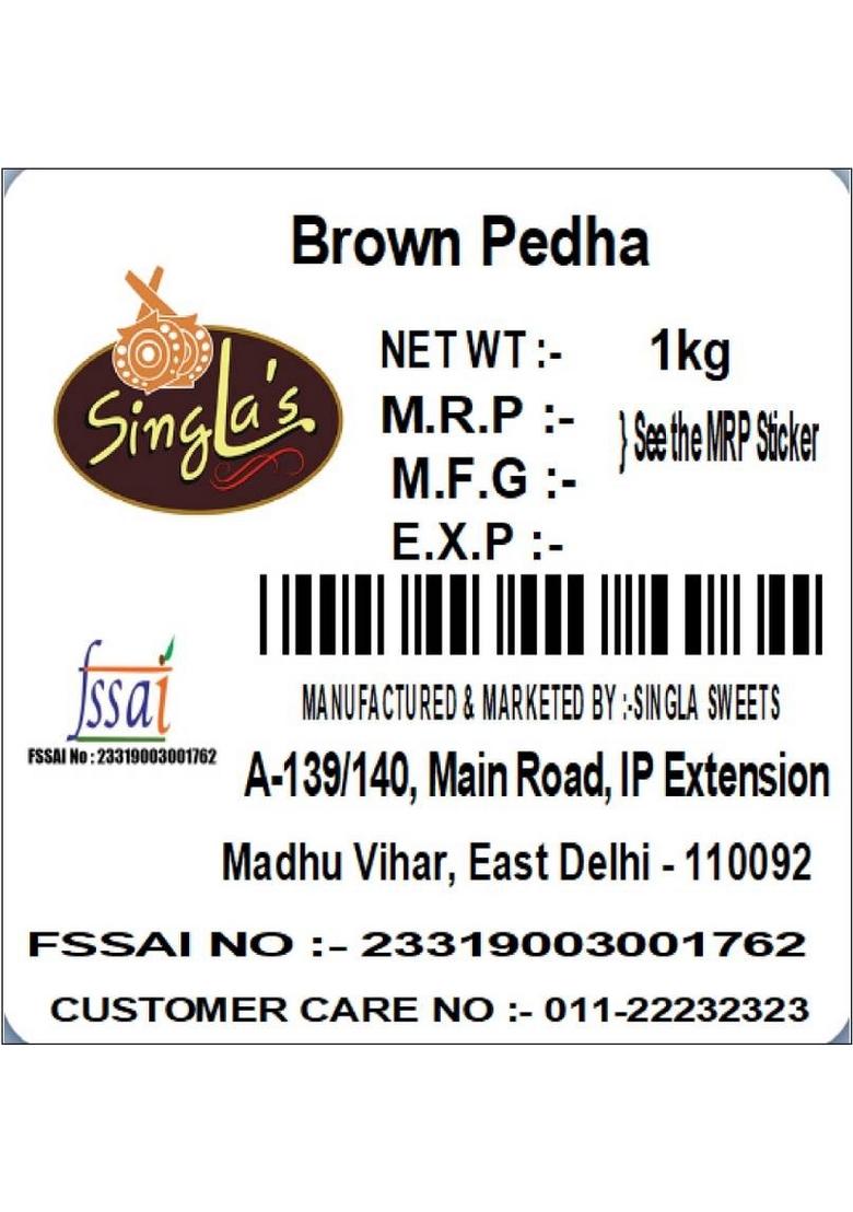 Singla Sweets Special Quality Brown Peda Very Delicious Sweet Box 1 Kg