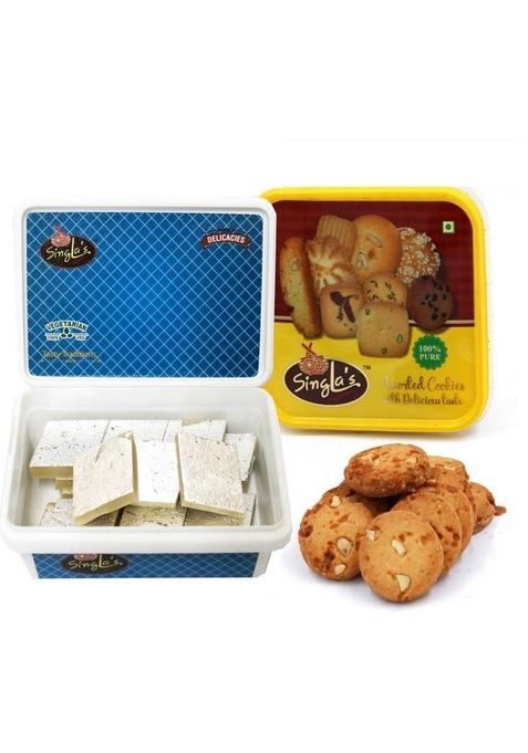 Singla Sweets Kaju Burfi 200G And Butter Scotch Cookies 350G Combo Pack Of 2 550Gram Box&nbsp;&nbsp; X 275 G
