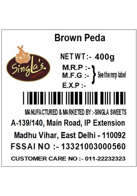 Singla Sweets Brown Mawa Peda 400G Box 400 G