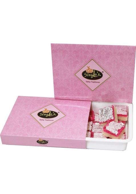 Singla Sweets Pink Coconut Burfi 500G Indian Mithai Sweet Vacuum Pack&nbsp;&nbsp; 500 G