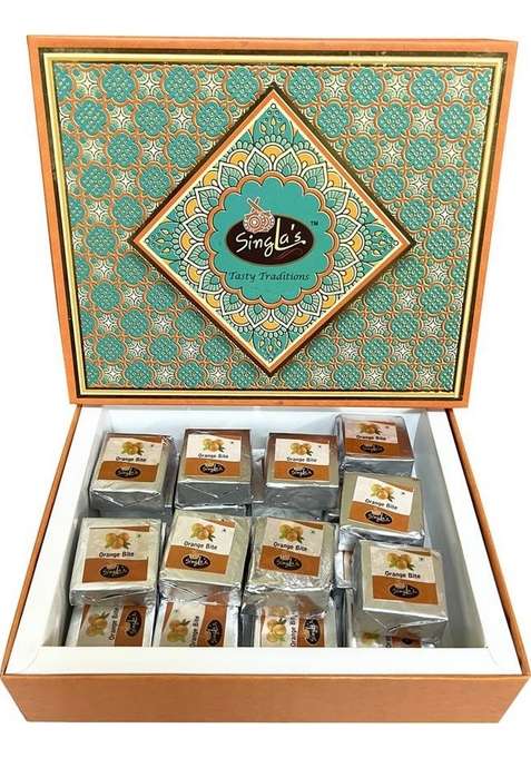Singla Sweets Orange Flavorful Bite Burfi 400G Sweet Box&nbsp;&nbsp; 400 G