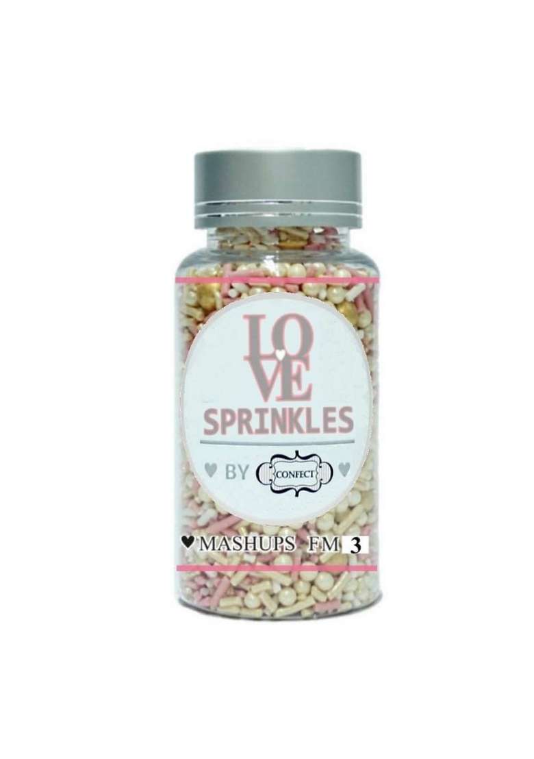 Confect Edible Fusion Mashup | Vibrant Cake Cupcake Sprinkles Mix Decorative Toppings For Baking Desserts Fm3 Vegan Gluten Free Soy Dairy Palm Oil – 120 Gms - Indya